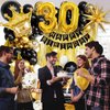 112pcs 30th Birthday Decorations for Him, 30th Birthday Decorations with Number 30 Foil Balloon Fringe Curtains White Black and Gold 30th birthday Balloons for Happy 30th Birthday Decorations