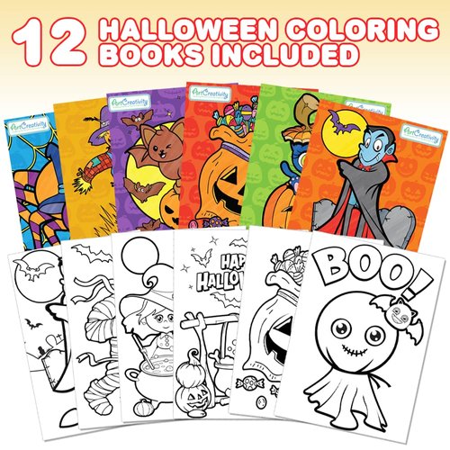 ArtCreativity Halloween Coloring Books for Kids - 12 Pack 5 x 7 Inches Mini Coloring Book - Fun Halloween Treats Prizes - Favor Bag Filler - Halloween Party Favors - Halloween Gifts For Kids