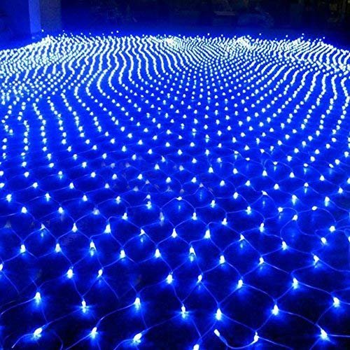 DOCHEER LED Net Mesh String Fairy Lights 204 LEDs, 6.56 Ft x 9.84 Ft,8 Modes, Blue Outdoor Transparency String Lights Waterproof Christmas Decorative Lights for Christmas Tree, Holiday, Party