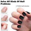 LuckForever 240pc Square Press on Nails Short Fake Nails Black Matte Artificial Fingernails Short Press on Nails Square False Nail Tips Acrylic Presson Nails & Glue Adhesive Tabs for Women Girls