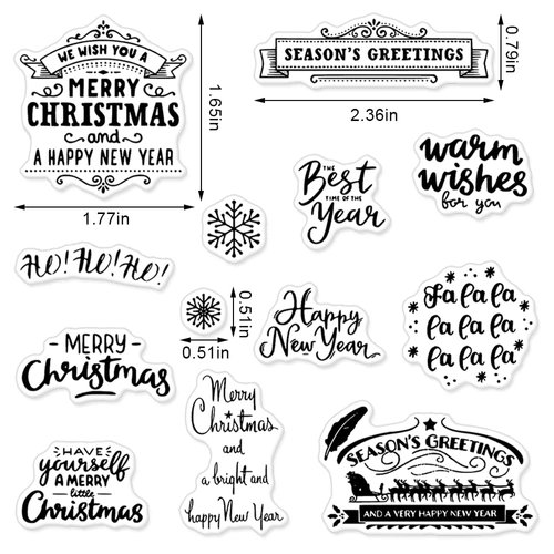 Hying Christmas Greeting Words Banner Clear Stamps for Card Making Scrapbooking Crafting DIY Decorations, Letter Transparent Silicone Stamps Seal for Embossing Album Crafts CS-WT-211104