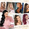 Aida ble 24 Inch Ponytail Extension Drawstring Pony Tails Hair Extensions Long Curly Wavy Ponytail Hair Extension Natural Synthetic Ponytail Hair Pieces for Women (Ginger)