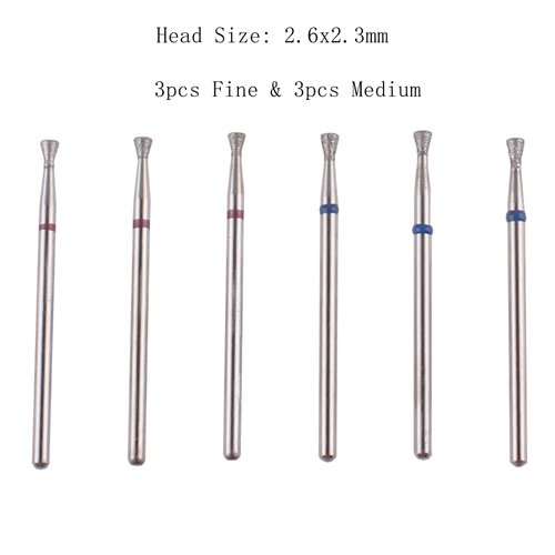 MZCMSL Tapered Diamond Cuticle Nail Bit Set with Case, 6pcs Pro Manicure Drill Bits, 3/32 Shank Electric Nail Tool(Fine+Medium)