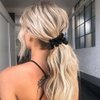 Fashey Pearl Hair Ties Beaded Hair Scrunchies Elastic Ponytail Holder 3 Pcs Pearls Hair Bands Hair Accessories for Women (black,blue)