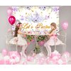 Avezano Tea Party Backdrop Floral Butterfly Glitter Let's Partea Banner Afternoon Tea Baby Shower Birthday Party Decorations 70.8 x 43.3 Inch (Purple)
