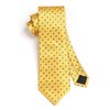HISDERN Mens Yellow Polka Dot Ties and Pocket Square Set Woven Silk Necktie & Handkerchief for Men Business Party