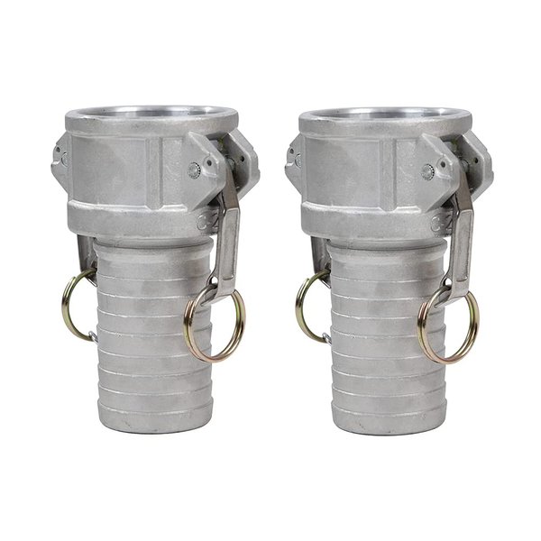 Quafwia 2 PCS Aluminum 2 inch Cam lock Fittings (Part C), Cam and Groove Hose Fitting Part C 2" Female Coupling x 2" Multi-serrated Hose Shank With Camlock coupling Gasket Inside.