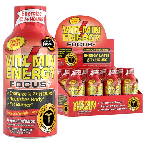 (12 Pack) VitaminEnergy™ Keto Energy Shot, Focus+, Zero Sugar Energy Shot Vitamin Drink, Energy Lasts up to 7+ Hours, Packed with BCAAs & COQ10, Keto-Friendly, 0 Sugar, Focus+, 1.93 fl oz.