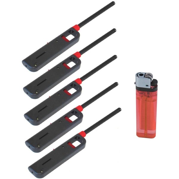 M.V. Trading 6 Pack Refillable Lighter for Kitchen Camping Grilling BBQ Home Adjustable Flame