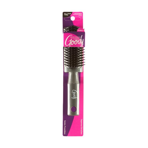 Goody Mini Styling Brush with Rubber Base - Detangler Brush For Quick Touch-Ups Throughout The Day for All Hair Types - Pain-Free Hair Accessories for Women, Men, Boys, and Girls