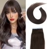 Tape in Hair Extensions Human Hair Dark Brown Straight Hair Extensions Tape in Human Hair 20 Pcs/Pack 40g Tape in Extensions Hair Extensions 10 Inch for Women （10Inch，Dark Brown，40g)