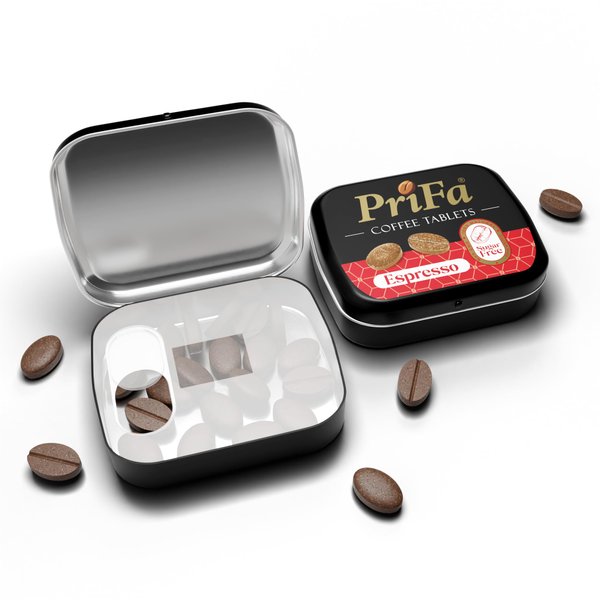PriFa Coffee Tablets, Pocket Coffee Espresso To Go - Unsweetened Real Coffee Absorbable Lozenge Coffee Candy - Natural Sugar Free Instant Energy Pouches, Caffeine Mints for Keto (Espresso, 1 Pack, 25 Tablets)