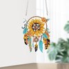 Sunflower Dream Catcher Diamond Painting Kit Ornament with Hanging Chain DIY Diamond Art Hanging Pendant Paint by Number Stained Glass Wall Art for Adults Home Wall Decor Gift