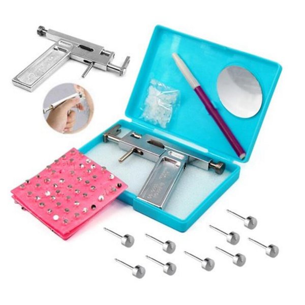 1Set Professional Metal Steel Ear Body Nose Lips Navel Piercing TOOLS Pierce Tool Kit with 48 Pair Studs