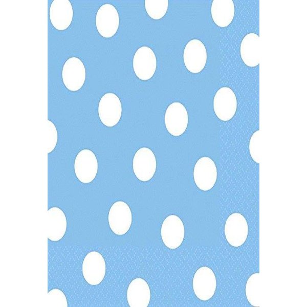Pastel Blue Dots Luncheon Napkin Color Party Tableware, 6.5" x 6.5", Pack of 16