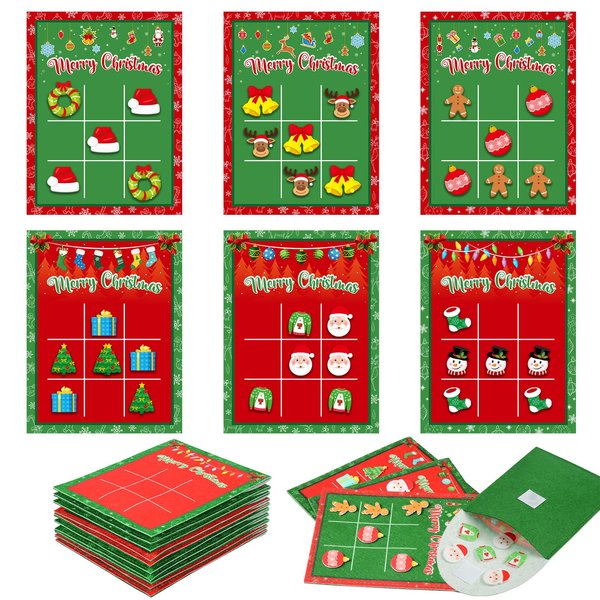 Capoda 24 Pack Christmas Party Favors Gift Christmas Tic Tac Toe Strategic Board Game for Family Happy Christmas Stocking Stuffers Gifts with Envelope Boys Girls Birthday School Classroom Rewards