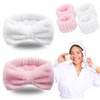 Huachi 6 Packs Makeup Headband for Women Spa Skincare Face Wash Headband and Wristband Set for Washing Face, Cute Fluffy Microfiber Bow Headbands Hair Accessories