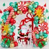 153Pcs Christmas Balloon Garland Arch Kit, Red Metallic Green Gold Balloon with Santa Claus Candy Cane Gift Box Star Explosion Foil Balloons for Xmas New Year Party Decorations Supplies