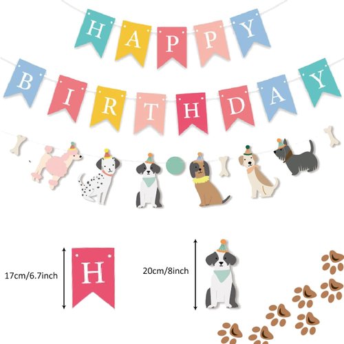 Elaliyi Dog Banner Happy Birthday Banner Dog Themed Banner Happy Birthday Colorful Decoration Dog Birthday Party Supplies