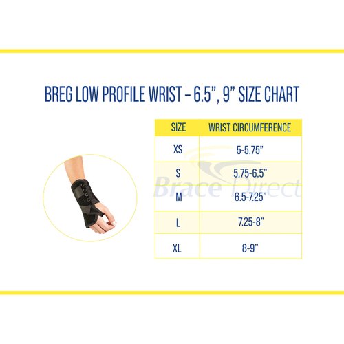 Breg Low Profile Wrist Brace 6.5” (Left Hand, Medium)
