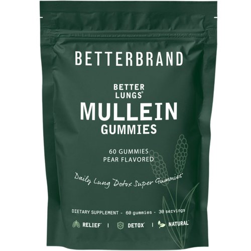 Betterbrand BetterLungs - Daily Respiratory Health Gummies | 1000mg Mullein Leaf herb Extract, Pear Flavor | Lung Health & Sinus Relief (30 Day Supply)