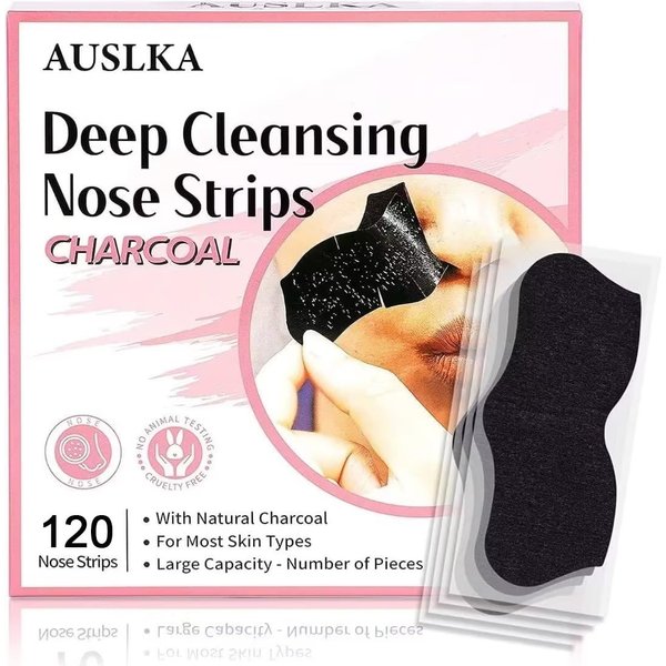 AUSLKA Blackhead Pore Strips,(120 Counts) Blackhead Remover - Deep Cleansing Charcoal Strips - Black Head Nose Strips - Black Head Remover