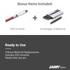 Boxiti Set - Lamy Safari Fountain Pen Charcoal, Fine Nib | 5 Black Ink Cartridges, Z28 Converter and Wipe