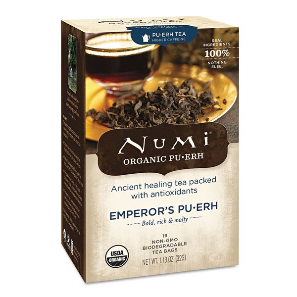 Numi 10350 Organic Teas and Teasans, 0.125oz, Emperor's Puerh, 16/Box