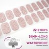 22pcs Semi Cured Gel Nails Strips Tips UV Nail Stickers Polish Wraps-Works with UV Nail Lamp Light, 2 Prep Pads Nail File Wooden Stickers DIY Manicure Easy to Apply&Remove (051 Shine Pink)