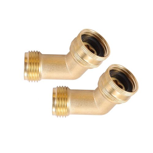 Brass Garden Hose Elbow Connector 45 Degree Hose Elbow Fitting Quick Swivel Connect 3/4" Garden Hose Thread 2pcs with Extra 6 Pressure Washer