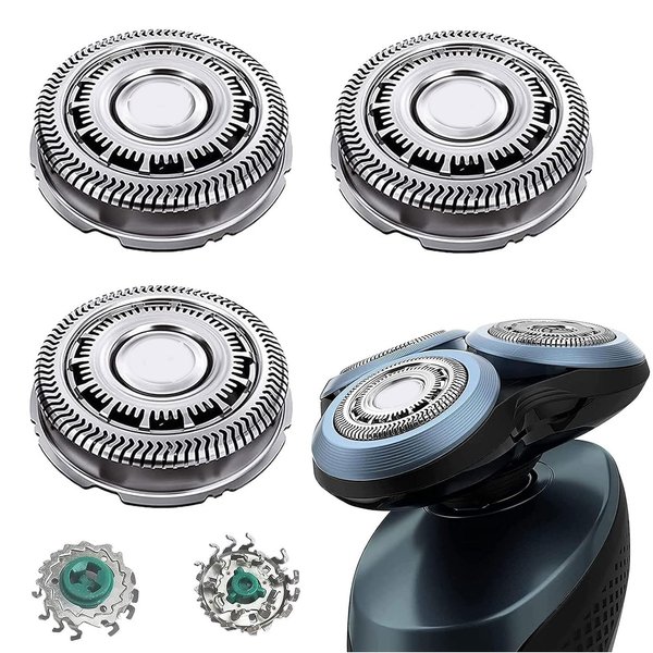 SH60 Replacement Head Blades Series 6000 Fit for Philips 6000 Series Electric Shaver Razors Replacement Blades Compatible with Norelco Shaver Cleaning Brush for S6880/81 S6810/82 S6850/85 Series 6000