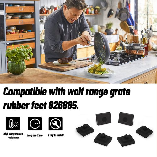 826885 Stove Grate Rubber Feet Replacement for Wolf CG Series Gas Cooktop Range Burner Grate Pad Rubber Support Bumpers Parts, Fit for Wolf Cooktop CG304T/S CG304P/S CG365P/S CG365T/S (6 Pack)