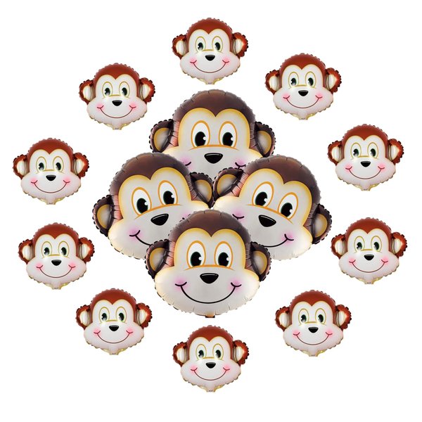 Blue Orchards Monkey Mylar Balloons Set (14 Pieces) - 69" x 87" and 33" x 34" Monkey Shaped Balloons for Birthday, Safari, Banana, Jungle Party Decorations, Plates and Napkins, Monkey Themed Party