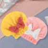 PetsHome Hair Drying Cap 2 Pack Microfiber Hair Drying Towels, Super Absorbent Head Wrap with Bowknot Shower Cap for Girls and Women-Pink+Yellow