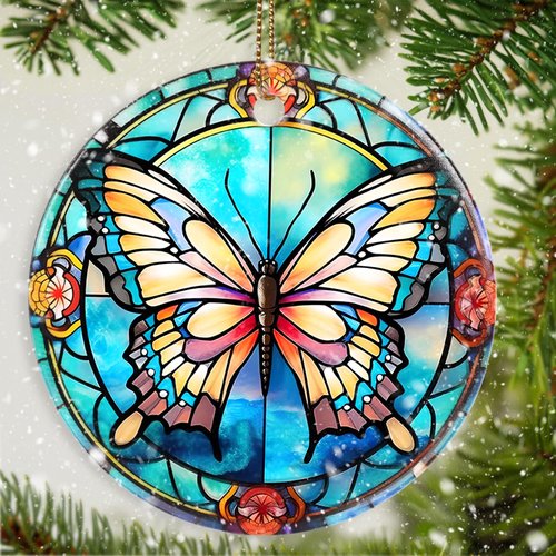 Dodosky Butterfly Christmas Ornament - Butterfly Ceramic Ornament - Butterfly Ornaments for Christmas Tree - Gifts for Butterfly Lovers - Butterfly Keepsake Gifts - Animal Lovers Ornament Gifts
