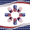 24Pcs 4th of July Press on Nails with Fourth of July Design, Independence Day Manicure Art Acrylic Short Square Fake Nails Stick on Nails Glossy Sparkly French False Nails Gel Glue on Nail for Women