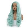 karissa Hair Green Wig Long Wavy Mint Lace Front Wigs Pastel Light Blue Synthetic Realistic Pre Plucked Hairline Glueless Heat Resistant Fiber Replacement Halloween Costume Cosplay Party 24 Inches