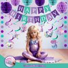 Little Mermaid Birthday Party Decorations for Girls Happy Birthday Banner Sign Mermaid Hanging Swirl Honeycomb Ball Circle Dot Garland Favors Decor for Kids Baby Girl 1st Birthday Ocean Party Supplies