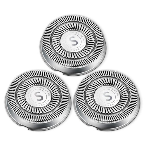 SweetLF 3 Pcs Replacement Shaver Head Blade Cutters IPX7 Waterproof Electric Razor Wet & Dry 3D Men’s Rotary Shaver SW-BC09