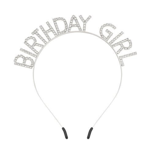 Birthday Headbands for Women Birthday Silver White Tiaras and Crowns for Women Girls Christmas Birthday Party Decorations Happy Birthday Princess Crown Rhinestone Happy Birthday Accessories Crown