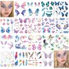 18 Sheets Glitter Temporary Tattoos for Women, Rosymormor Fairy Butterfly Butterfly Fake Tattoos for Party Favors, Face Glitter Stickers Makeup Rave Accessories Festival Essentials Halloween Christmas