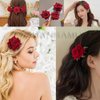Rose Floral Pin up for Halloween Costume Decoration, Mexican Fabric Rose Flowers Brooch Hair Clip Headpieces for Woman Girl Day of the Dead Hair Decor Halloween Party Costume Decoration（4 Pcs）