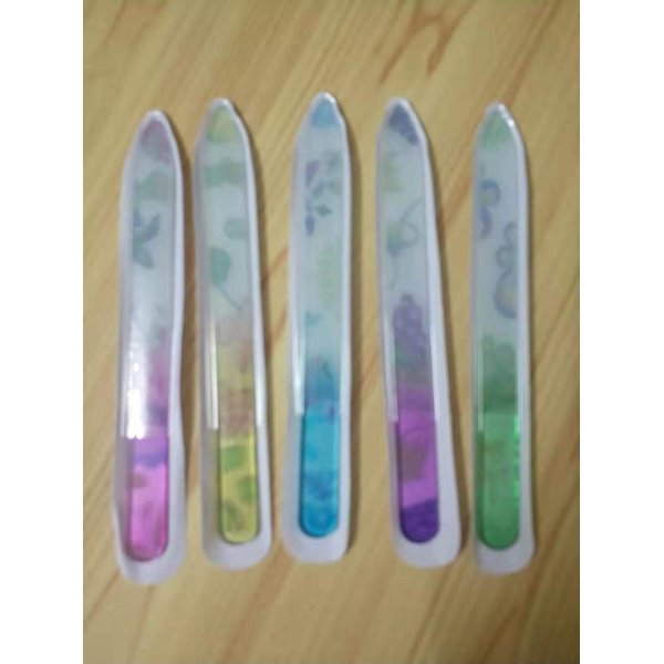 Premium Crystal Glass Nail Files Manicure Set, Professional Double Sided Pedicure Files - Best Glass Nail Files for Natural Nails - Colorful Flower Pattern - 5 Pieces