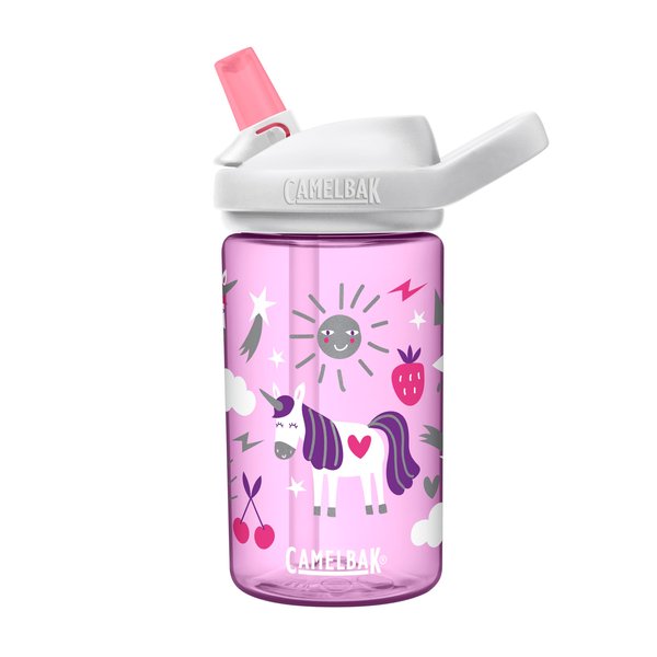 CamelBak eddy+ 14oz Kids Water Bottle with Tritan Renew – Straw Top, Leak-Proof When Closed, Unicorn Party