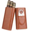 Mantello Cigar Case, Cedar Wood Lined Cigar Case Travel, Cigar Holder Case with Cigar Cutter- Cigar Case for Men, Brown Leather Cigar Case
