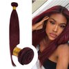 8A Brazilian Virgin Hair 99j Burgundy Straight Hair Weaves Bundle Free Part Red Wine Color 100% Unprocessed Human Hair Weft Weaves…