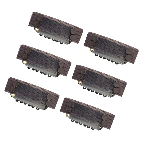 6 Pcs Stickable Wigs Clips U-Shape Snap Clips 28mm 6-Teeth Hair Extensions Clips with Rubber for Hair Extensions (Dark Brown)