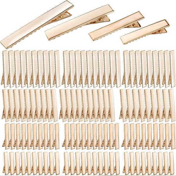 Duck Bill Hair Clips, 120pcs Gold Alligator Bow Clips Metal Single Prong Hair Curl Clips Flat Alligator Clips for Hair Styling Accessories or DIY Projects