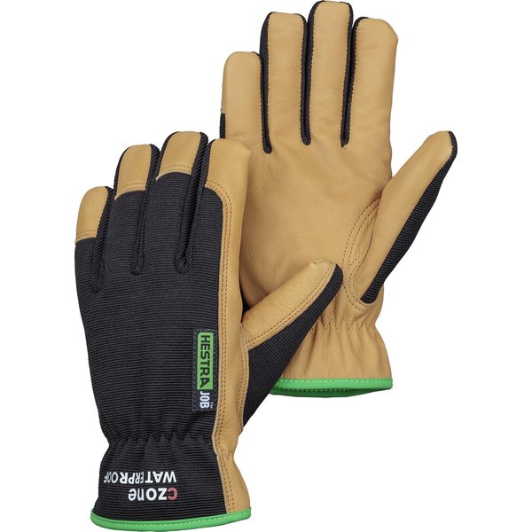 Hestra Work Gloves: Kobolt CZone Waterproof Leather Gloves, Black/Tan, 10