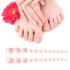 LIARTY 140pcs French Tip Toenails, Short Square False Toe nails Glossy, Press on Toe Nails 14 Different Size Full Cover, Nail Tips for Women Girls Foot Pedicure